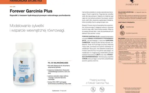Forever Garcinia Plus: kapsułki z kwasem HCA i MCT wspierające kontrolę wagi i metabolizm. Idealne dla harmonijnej sylwetki.