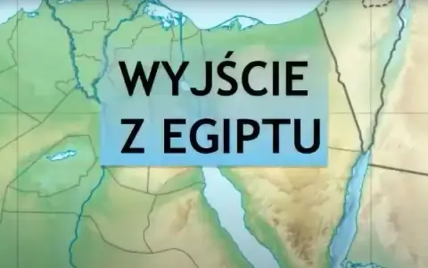 Mapa Bliskiego Wschodu z napisem "Wyjście z Egiptu". Mojżesz wyprowadził ich z Egiptu, prowadząc przez pustynię.