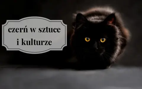 Czarny kot o żółtych oczach, na tle napis "czern w sztuce i kulturze". Czy czarny jest kolorem?