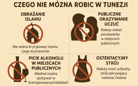 W Tunezji unikaj krytyki islamu, publicznego okazywania uczuć, picia alkoholu poza licencjonowanymi lokalami i ostentacyjnego stroju. To pomoże odpowiedzieć na pytanie, czy w Tunezji jest bezpiecznie.