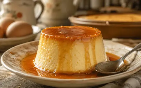 Delicioso flan de huevo casero con caramelo líquido, listo para disfrutar.