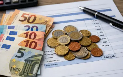 Euro banknoty i monety na arkuszu kalkulacyjnym. Szukasz pracy w Rotterdamie? Agencje pracy pomogą Ci znaleźć zatrudnienie.