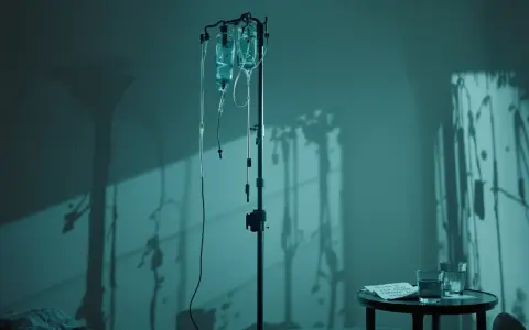 Szpitalne kroplówki i cienie na ścianie. Pytanie: urosepsa jak długo w szpitalu?