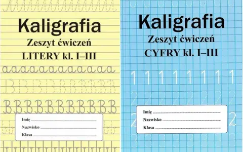 Zeszyty do nauki pisania: kaligrafia liter i cyfr. Liniatura do pisania pomaga ćwiczyć litery i cyfry.