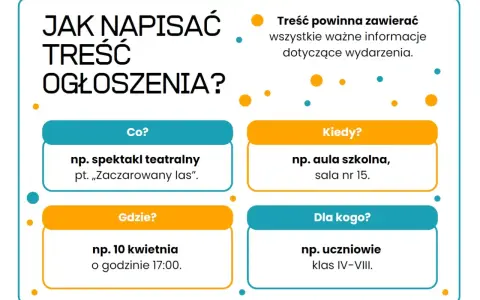 Jak napisać ogłoszenie? Podpowiadamy, co powinno zawierać: co, gdzie, kiedy i dla kogo.
