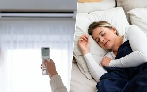 Mujer durmiendo plácidamente con aire acondicionado a 23 grados.