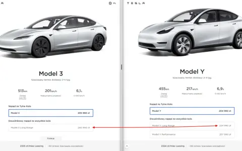 Porównanie modeli Tesla: Model 3 i Model Y. Sprawdź aktualną tesla cena i specyfikacje.