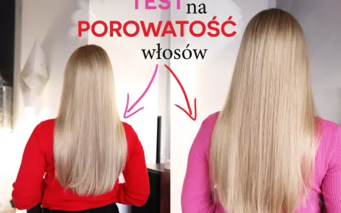 Porównanie włosów przed i po zabiegu. Test na porowatość włosów pokazuje różnicę w ich wyglądzie.