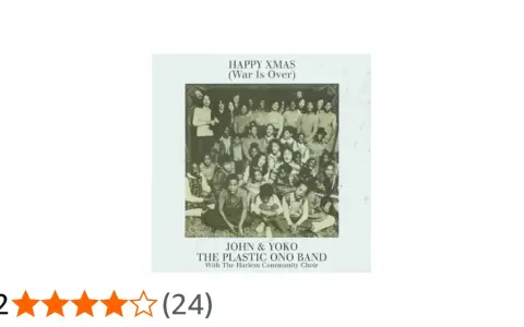 John & Yoko's "Happy Xmas (War Is Over)" cover: Eine Gruppe von Kindern und Erwachsenen posiert für ein Foto. Der Krieg ist vorbei.