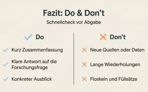Der **Erzähler** zeigt eine Checkliste mit Do's und Don'ts für eine Abgabe: Kurzfassung, klare Antwort, Ausblick sind gut. Neue Quellen, Wiederholungen, Füllsätze sind schlecht.