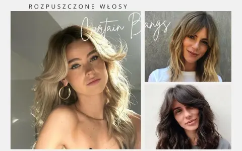 Trzy kobiety z rozpuszczonymi włosami. Dwie z nich mają modną grzywkę curtain bangs, która dodaje im uroku.