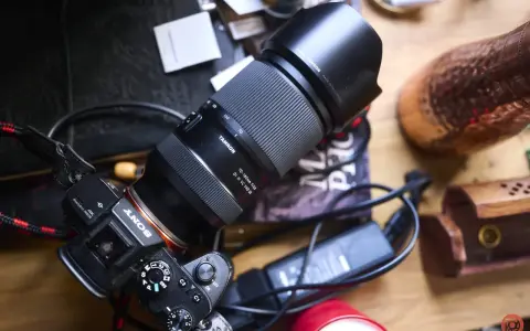 Obiettivo Tamron 70-180mm F/2.8 su fotocamera Sony, pronto per catturare immagini nitide.