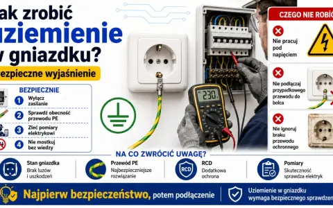 Jak zrobić uziemienie w gniazdku? Instrukcja bezpiecznego podłączenia, sprawdzenia przewodu PE i pomiarów elektrycznych.