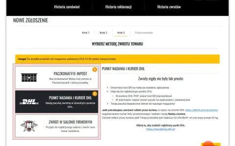Strefa zwrotów i reklamacji. Wybierz metodę zwrotu towaru: Paczkomaty InPost, punkt nadania i kurier DHL, zwrot w salonie firmowym. Militaria zwroty.