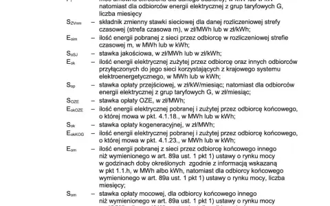 Jak sprawdzić rachunek za prąd Tauron? Tabela wyjaśnia symbole: P, E, S. Znajdziesz tu informacje o opłatach, zużyciu energii i mocy.