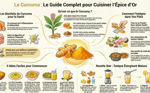 Guide complet pour cuisiner l'épice d'or : comment utiliser le curcuma en poudre pour colorer riz, pâtes, omelettes, et dans des recettes comme le poulet au lait de coco.