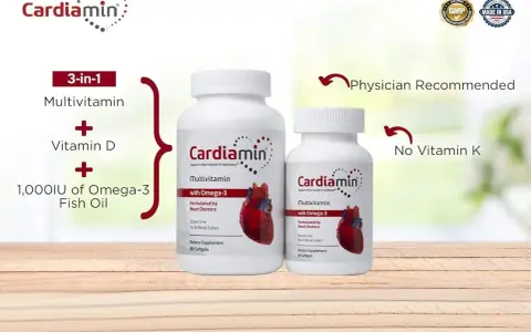 Cardiamin: 3-w-1 multivitamin z witaminą D i olejem rybim Omega-3. Polecany przez lekarzy, bez witaminy K.