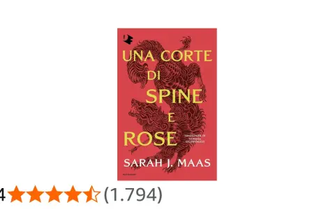 Copertina del libro "Una corte di spine e rose" con un drago stilizzato.