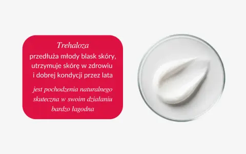 Trehaloza przedłuża młody blask skóry, utrzymuje ją w zdrowiu i dobrej kondycji. Jest pochodzenia naturalnego, skuteczna i łagodna.