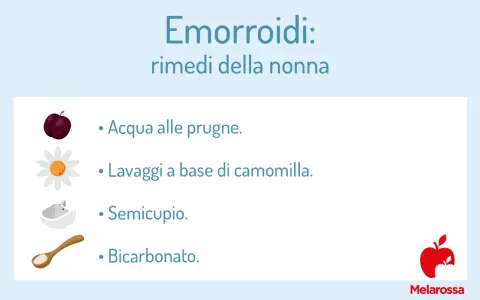 Emorroidi: rimedi della nonna con acqua alle prugne, camomilla, semicupio e bicarbonato.
