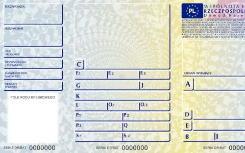 Dowód rejestracyjny pojazdu z polem na moc silnika.