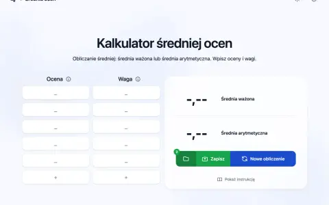 Kalkulator średniej ocen. Wpisz oceny i wagi, by obliczyć średnią ważoną lub arytmetyczną. Od jakiej średniej jest 5?
