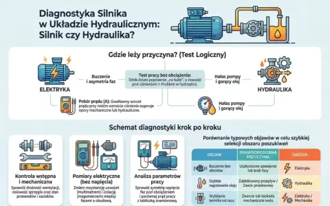 Diagnostyka silnika w układzie hydraulicznym: sprawdź, czy problem leży w elektryce, hydraulice czy mechanice.
