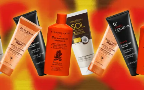 Prodotti doposole per prolungare l'abbronzatura e come abbronzarsi. Gel doccia e scrub viso/barba.