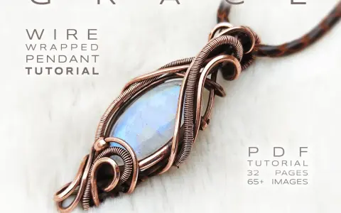 Tutorial PDF per ciondolo wire wrapping con pietra di luna. Impara l'arte del wire wrapping!