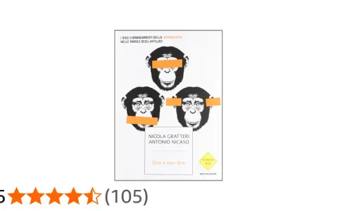Copertina di "Dire e non dire", un libro di Nicola Gratteri sull'ndrangheta, con tre scimmie bendate.