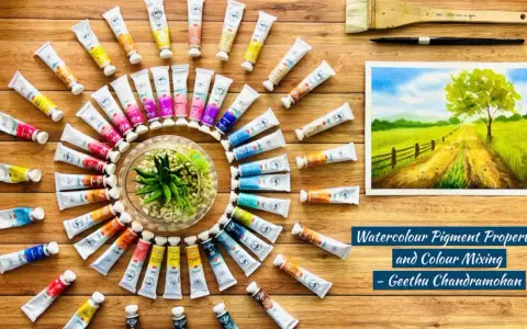 Des tubes de peinture à l'aquarelle, un pinceau et une œuvre d'art. Comprendre la différence entre pigment et colorant est essentiel pour des créations vibrantes.
