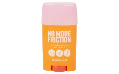 Pomarańczowy sztyft na otarcia "No More Friction" z witaminą E, chroniący uda, palce i pachy.