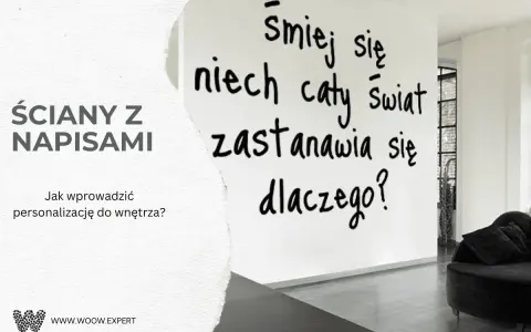 Ściany z napisami: "Śmiej się, niech cały świat zastanawia się dlaczego?". Inspiracja do personalizacji wnętrza.