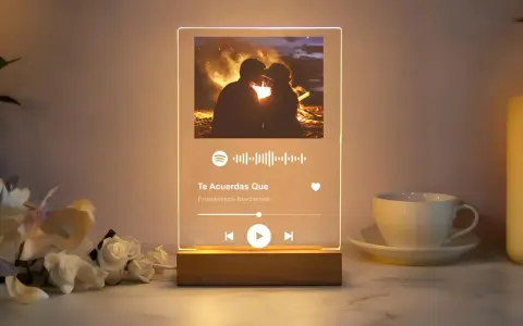 Un cuadro Spotify personalizado con una pareja besándose junto a una fogata. La canción "Te Acuerdas Que" de Prometimos buscarnos.