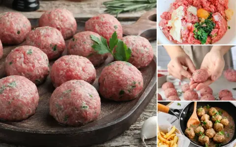 Albondigas arguiñano listas para cocinar. Carne picada, huevo y perejil forman estas deliciosas albóndigas.