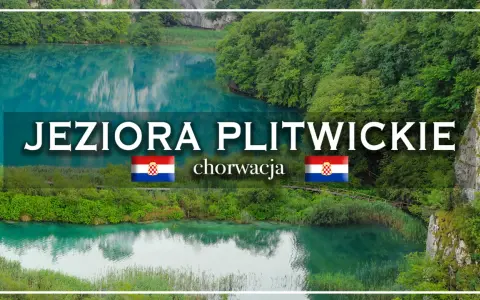 Turkusowe wody Jezior Plitwickich w Chorwacji, otoczone bujną zielenią i skalistymi zboczami.