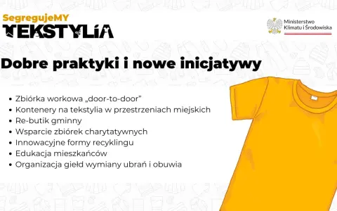Promocja recyklingu tekstyliów: zbiórki, kontenery, re-butiki, edukacja i wymiana ubrań. Ministerstwo Klimatu i Środowiska wspiera dobre praktyki.