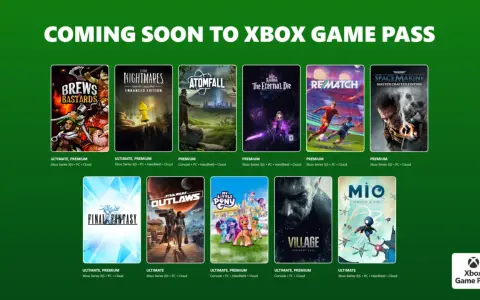 Nadchodzące **premiery Game Pass** na Xbox: Brews Bastards, Little Nightmares, Atomfall, The Eternal Die, Rematch, Space Marine, Final Fantasy, Star Wars Outlaws, My Little Pony, Resident Evil Village, Mio.