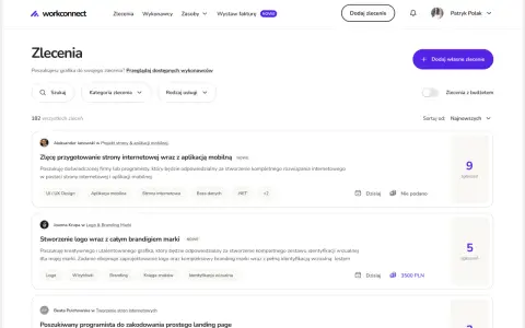 Szukasz inspiracji, jak zostać grafikiem? Na Workconnect znajdziesz zlecenia na projektowanie logo, stron internetowych i identyfikacji wizualnej.