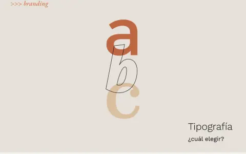 Tipografías para logos: las letras 'a', 'b', 'c' en tonos tierra y estilo minimalista, con el texto "Tipografía ¿cuál elegir?".