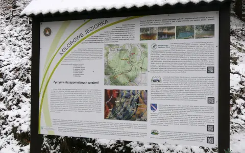 Kolorowe Jeziorka, cztery zbiorniki wodne o niepowtarzalnych barwach w masywie Wielkiej Kopy. Powstały w 1902 r., gdy zamknięto trzy kopalnie pirytu z powodu wyczerpania złoża.