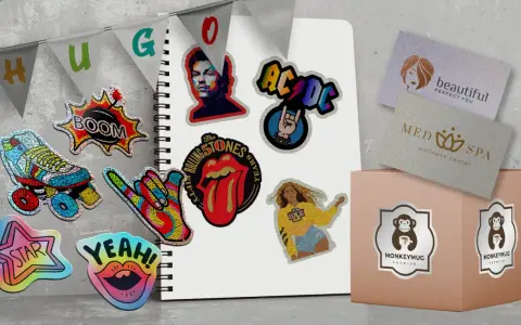 Pegatinas brillantes de patines, labios, estrella, AC/DC, Rolling Stones y más.