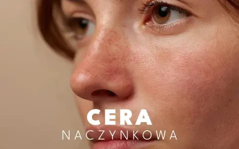 Zbliżenie na twarz z widocznymi naczynkami i piegami.