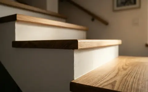 Piękne, odnowione schody drewniane z widocznym usłojeniem dębu. Nowoczesna renowacja schodów drewnianych nadaje wnętrzu ciepła.