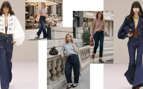 Różnorodne stylizacje z jeansami: od szerokich nogawek i bojówek po dopasowane modele. Denim w roli głównej.