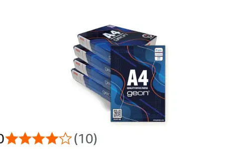 Paquetes de papel A4 Geon. Cada folio pesa 80 gramos, ideal para tu oficina.