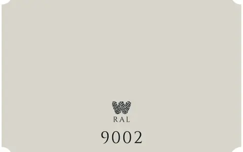 Jasnoszary odcień RAL9002 z logo i numerem 9002.