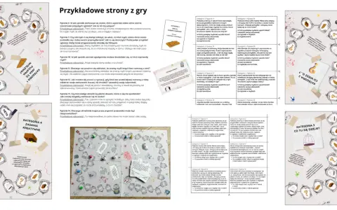Gra w marynarza: plansza z pytaniami i ilustracjami klatek, symbolizująca pułapki myślenia.