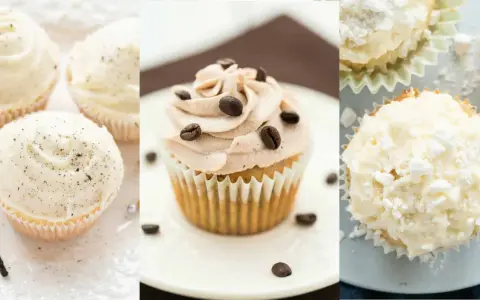 Verschiedene Cupcakes: Vanille mit Tupfen, Kaffee mit Bohnen und Kokos. Ein tolles Rezept für jeden Anlass!