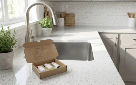Kit de test pour le th de l'eau dans une cuisine moderne.